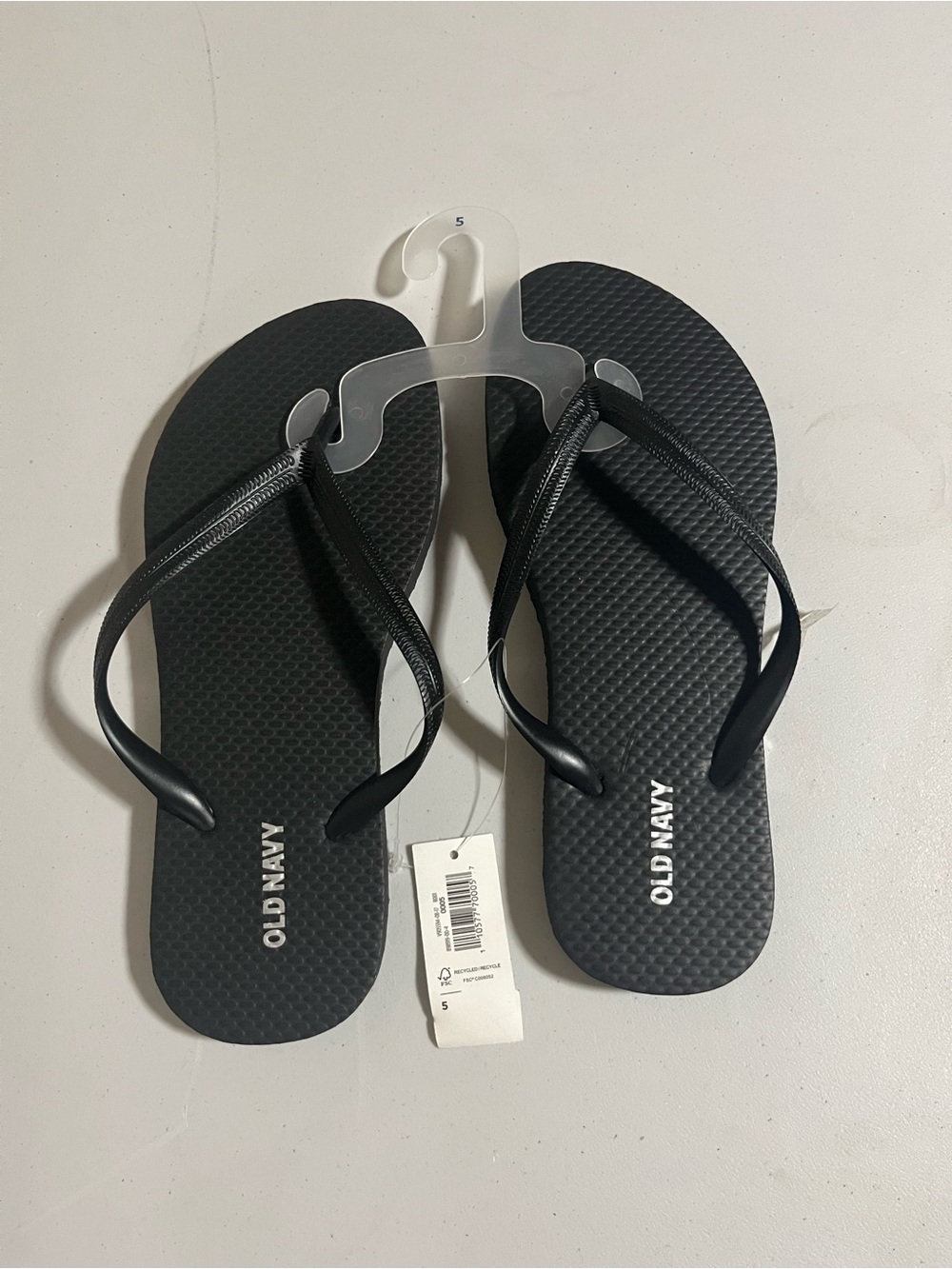 Old Navy Black Textured Flip Flop Sandals